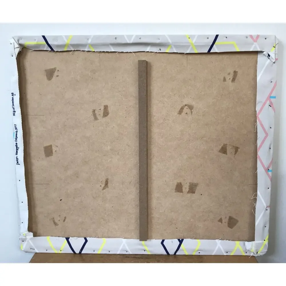 IKEA 2012 Margrethe Odgaard Fabric Push Pin Cork Board Geometric Art 21“ x 18“